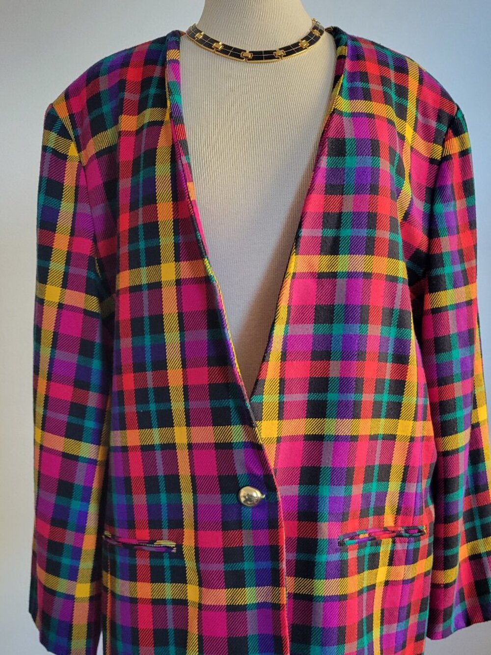 NORTON McNAUGHTON STATEMENT PLAID BLAZER